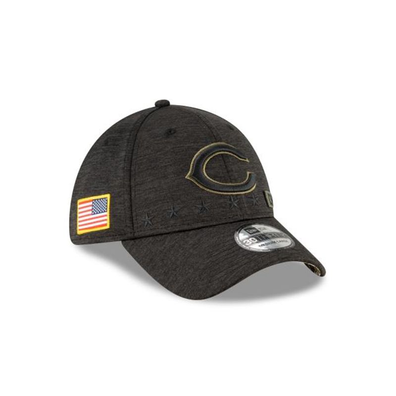 NFL Chicago Bears Salute To Service 39Thirty Stretch Fit (TQI9599) - Black New Era Caps